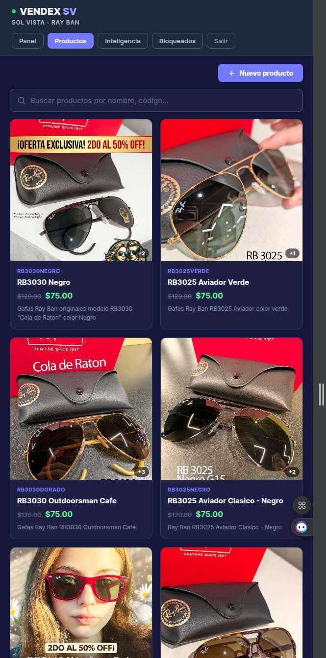 Vendex AI — interfaz Ray Ban